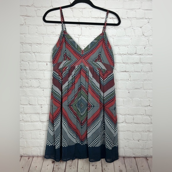 American‎ Eagle Boho Spaghetti Strap knee length lined dress, sz 12, GUC - Picture 1 of 5